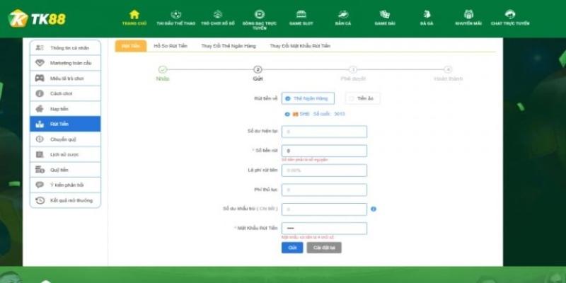 Rút tiền TK88 và các tùy chọn dành cho người chơi mới tham gia